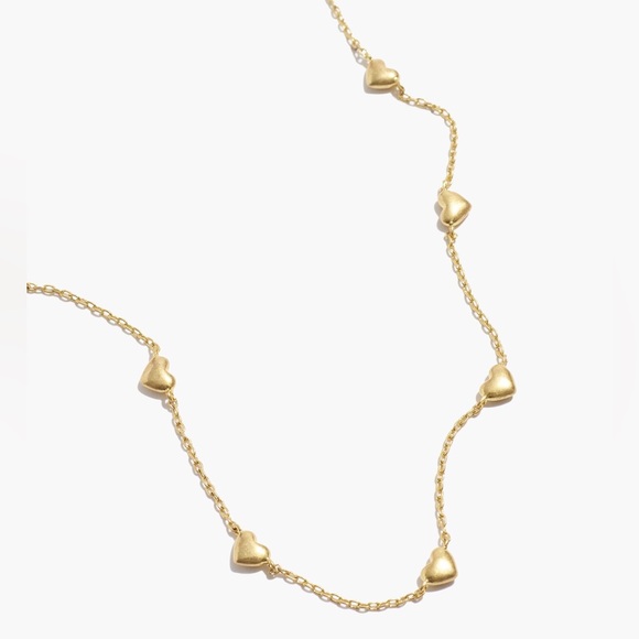 NWOT Madewell Puffed Heart Station Necklace in Vintage Gold - Picture 3 of 9